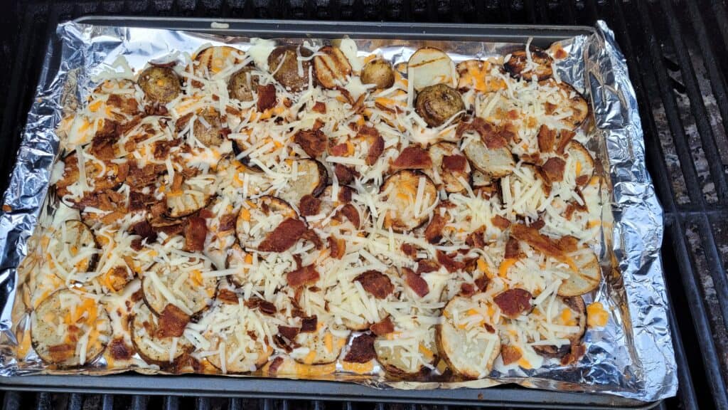 Bacon Cheddar Potatoes on the grill