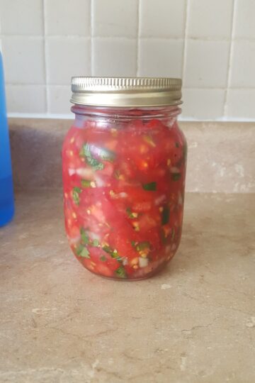 Jar of homemade salsa