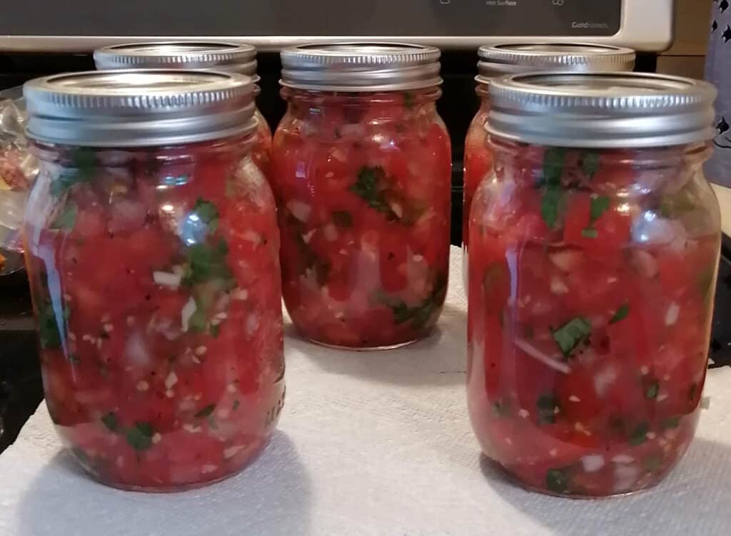 Jars of homemade salsa
