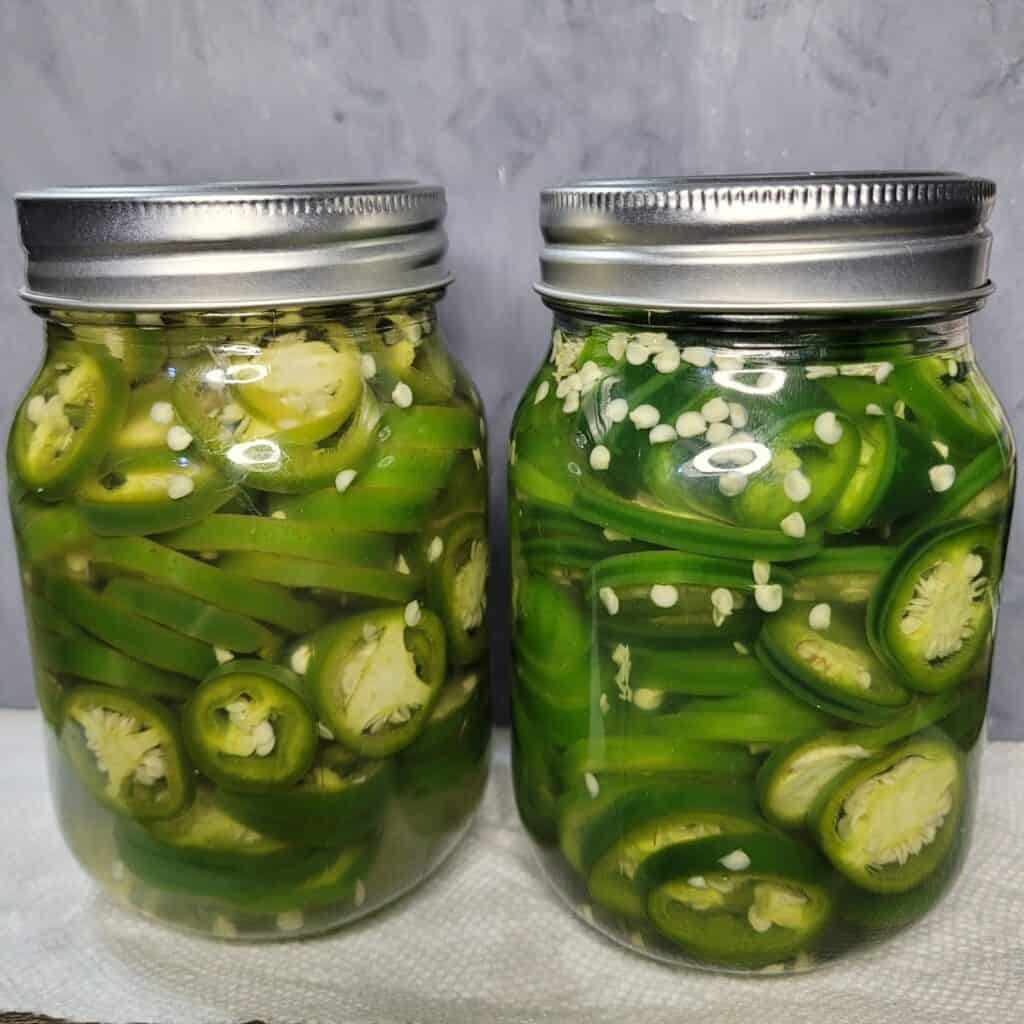 Jars of homemade pickled jalapeno slices