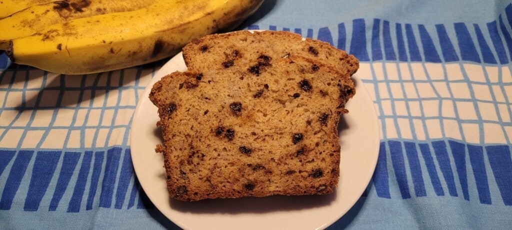 slices of banana bread with chocolate chips