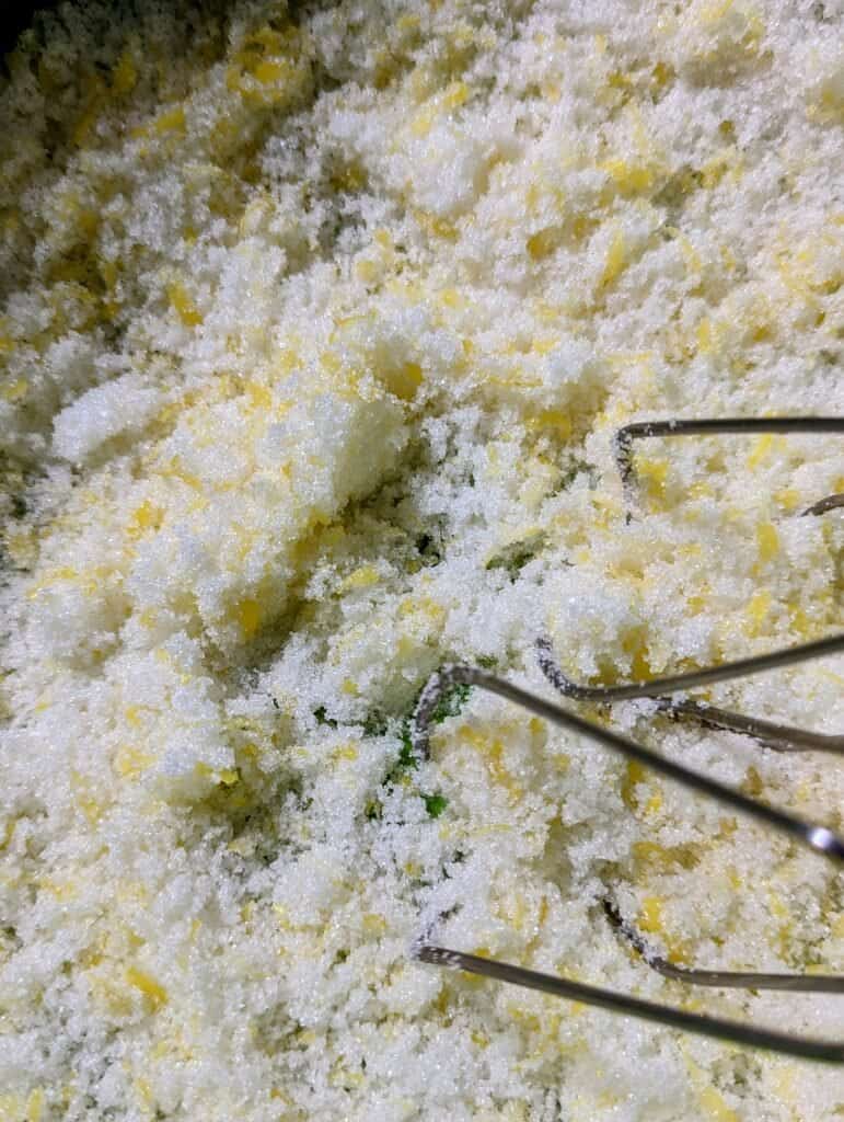 lemon zest infusing sugar