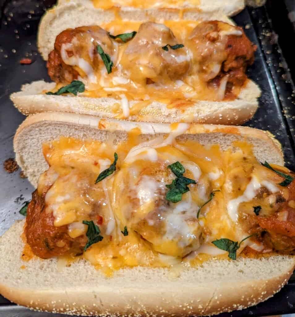 Meatball subs cooked in the air fryer
