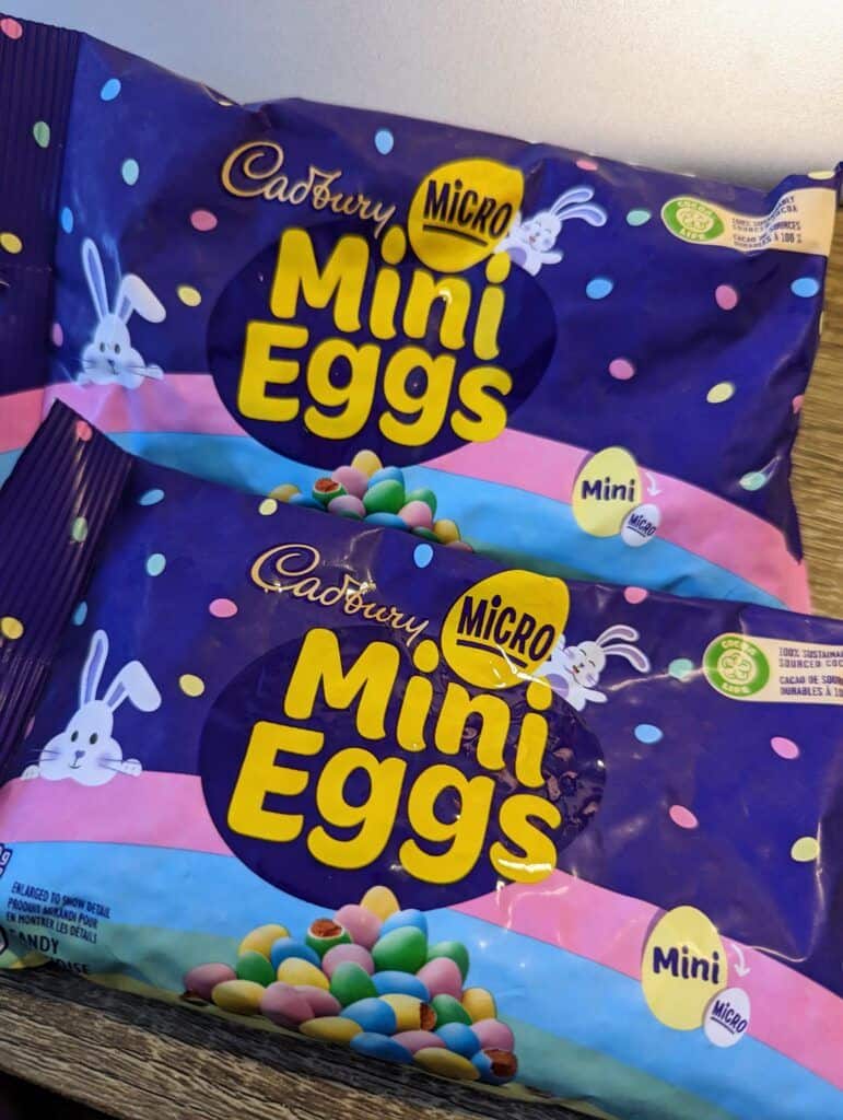 two bags of Micro Mini Eggs