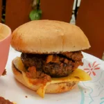 Chili cheese burger on a plate