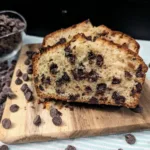 Chocolate chip bread on a cutting board